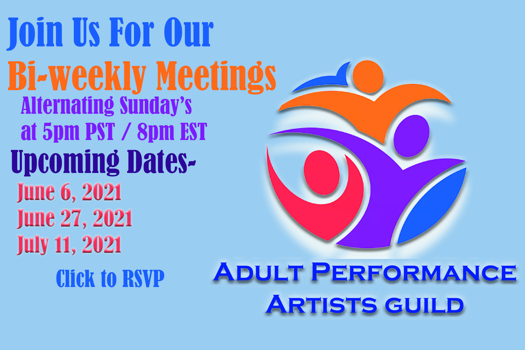 meeting schedule APAG june july – APAG- Adult Performance Artists Guild